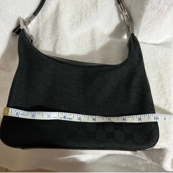 Vintage Gucci Black GG Logo Canvas Hobo Bag - Picture 4 of 16